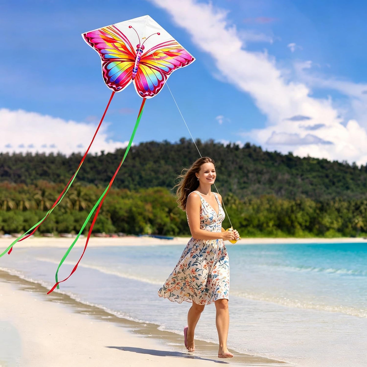 HENGDA KITE 2 Pack Butterfly Kite,for Kids and Adults,Easy to Fly,Excellent Fabric and Structure Design,The Pictures are Beautiful in high Definition,Suitable for Beginners(31x22)