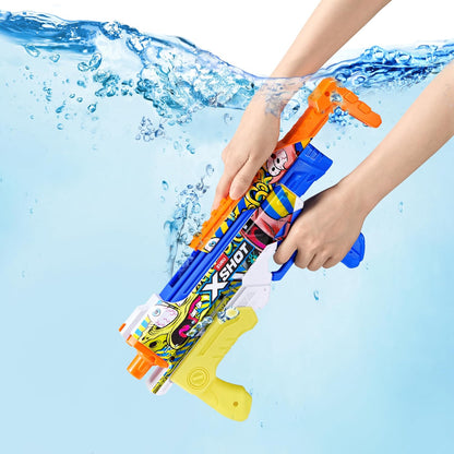 XSHOT Water Spongebob Hyperload Water Blaster (2 Pack) by ZURU – Fast-Fill Water Blaster with Spongebob Design, 33ft Range & 500ml Tank, Outdoor Summer Toy for Kids Ages 5+, Beach & Backyard Fun