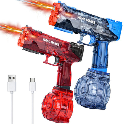 2Packs Electric Water Gun with LED Flash & USB-C Charging, Designed for Epic Aquatic Fun, Automatic Squirt Guns 25-30 FT Range, Water Pistol for Summer Outdoor Backyard Water Theme Party Toys