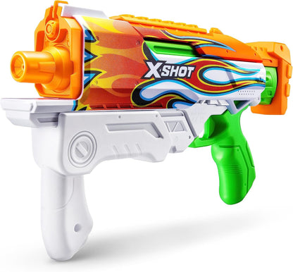 X-Shot Fast-Fill Skins Hyperload (2 Pack) by ZURU, Watergun, Water Blaster Toys, 2 Blasters Total, Fills with Water in just 1 Second! (Flames and Water Splash)