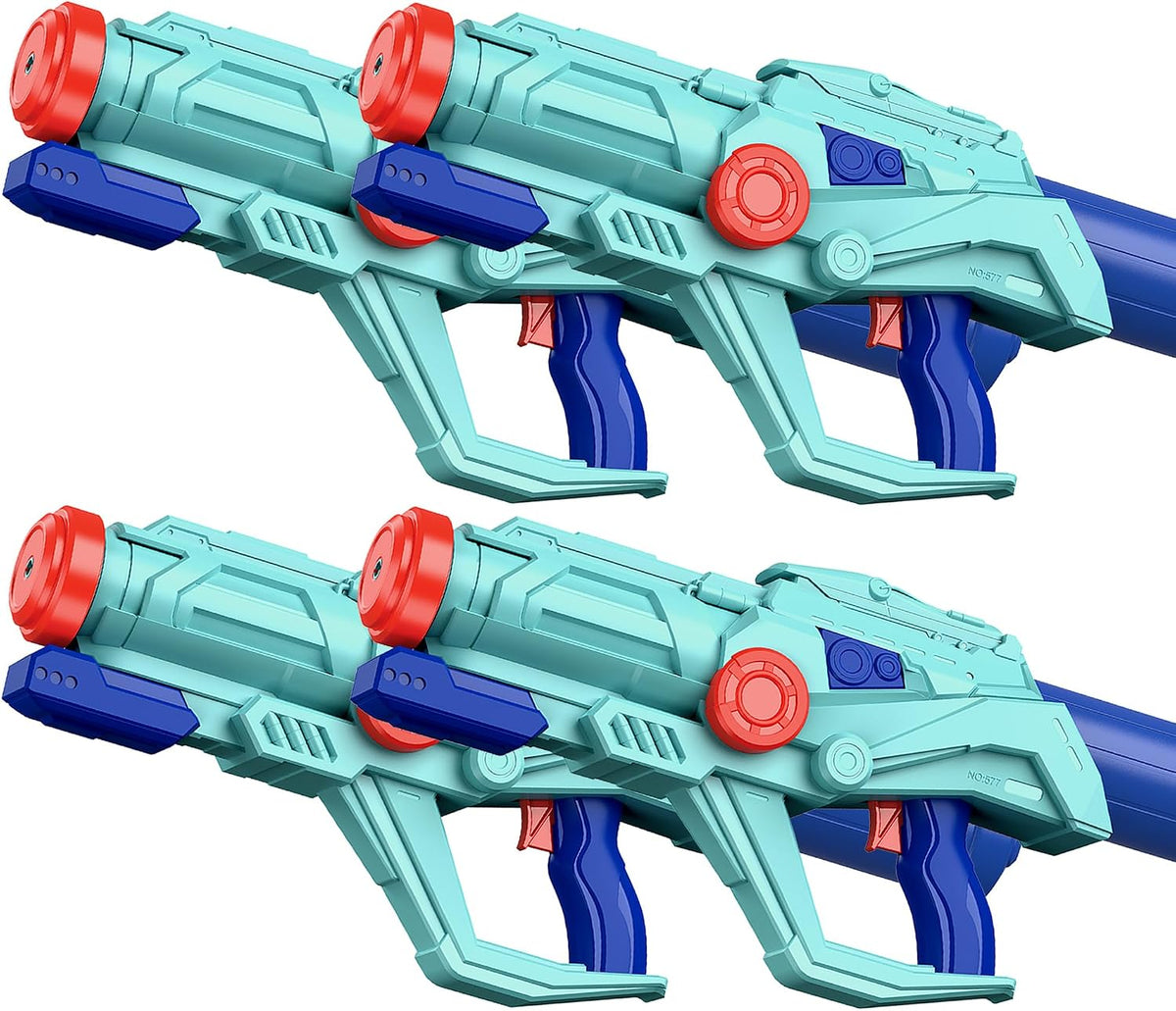 4-Pack Water Guns for Kids and Adults, Super Squirt Gun Water Soaker Blaster - Large Size - 32ft Shooting Range - High Capacity - Quick Refill - Fun Summer Outdoor Water Toys Gun for Boys Girls