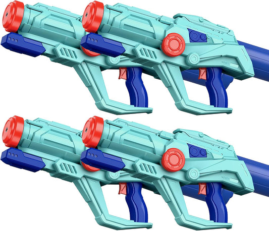4-Pack Water Guns for Kids and Adults, Super Squirt Gun Water Soaker Blaster - Large Size - 32ft Shooting Range - High Capacity - Quick Refill - Fun Summer Outdoor Water Toys Gun for Boys Girls