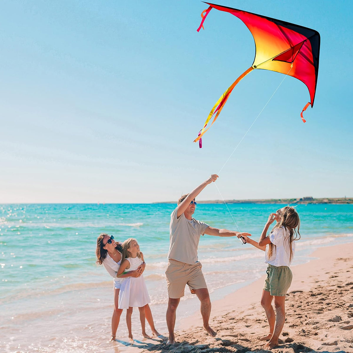 JOYIN 3 Packs Large Delta Kite Gradient Rainbow, Easy to Fly Huge for Kids and Adults, Large Delta Beach Kite for Outdoor Games and Activities