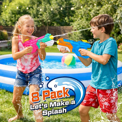 Quanquer 8 Pack 600cc Water Guns for Kids & Adults, Large Capacity Pump Action Super Squirt Blasters Soaker with Long Range up to 32 FT, Summer Outdoor Pool Beach Water Toys for Boys Girls