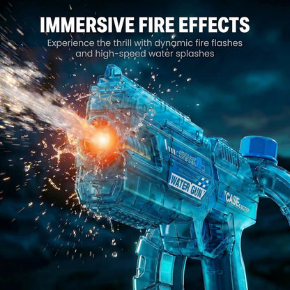 Mechanical Transforming Electric Water Gun for Kids Adults - Automatic Water Blaster with Strobe Lights, Modular Battery, Long Range & Mechanical Deformation, Outdoor Water Toy Gift Boys Girls (Blue)