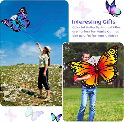 Silipull 2 Pcs Butterfly Kites 55" x 28" Large, Purple and Orange