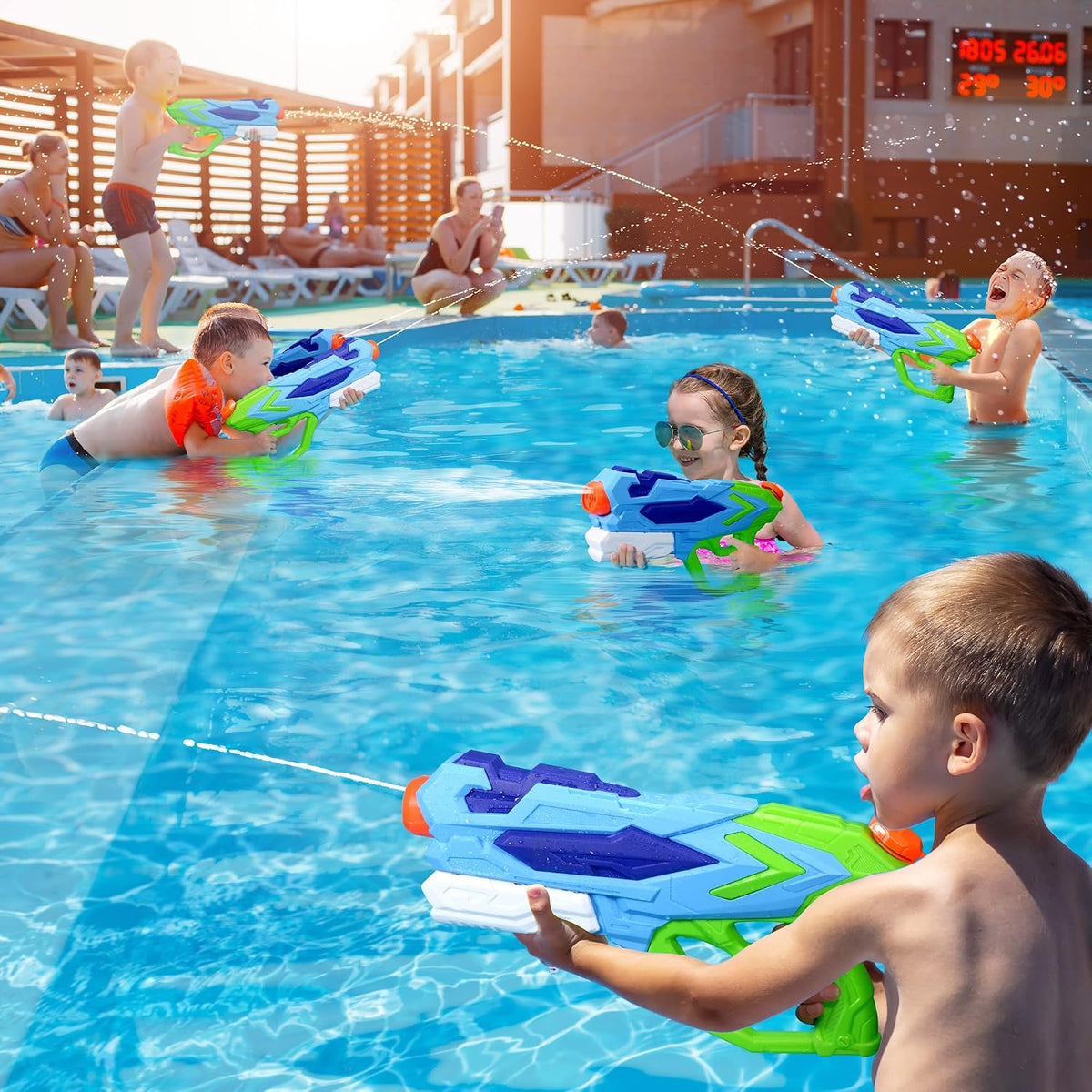 2 PCS Water Gun for Kids, Super Squirt Guns Water Soaker Blaster - 4 Shooting Modes Switch - 26 Ft Long Shooting Range - Quick Refill - Summer Water Toys Gun for Boys Girls Adults Outdoor Pool/Garden