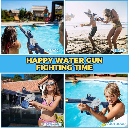 Electric Water Gun,Water Gun with Light Up,Automatic Squirt Gun Long Range Blaster Up to 32 FT,Outdoor Party Shooting Game Toy with 2 Water Tanks & 2 Batteries,Ideal Summer Gift for Kids & Adults.