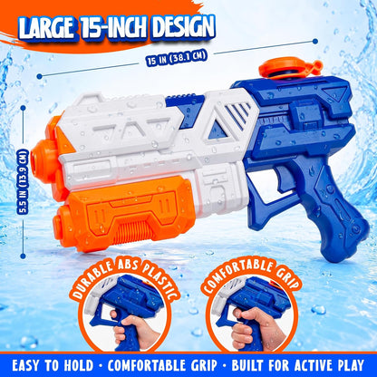 Super Large Water Gun Squirt Blasters for Kids & Adults, (2 Pack)