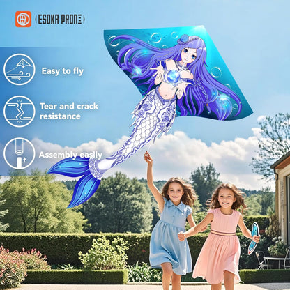 Kites for Kids & Adults,Large Kite for Beginners, Kites for Kids Ages 4-8,Outdoors Activities with Complete Handle, 328ft Kite String & Accessories (QHC Mermaid+L Grassland+Q Octopus, 3)