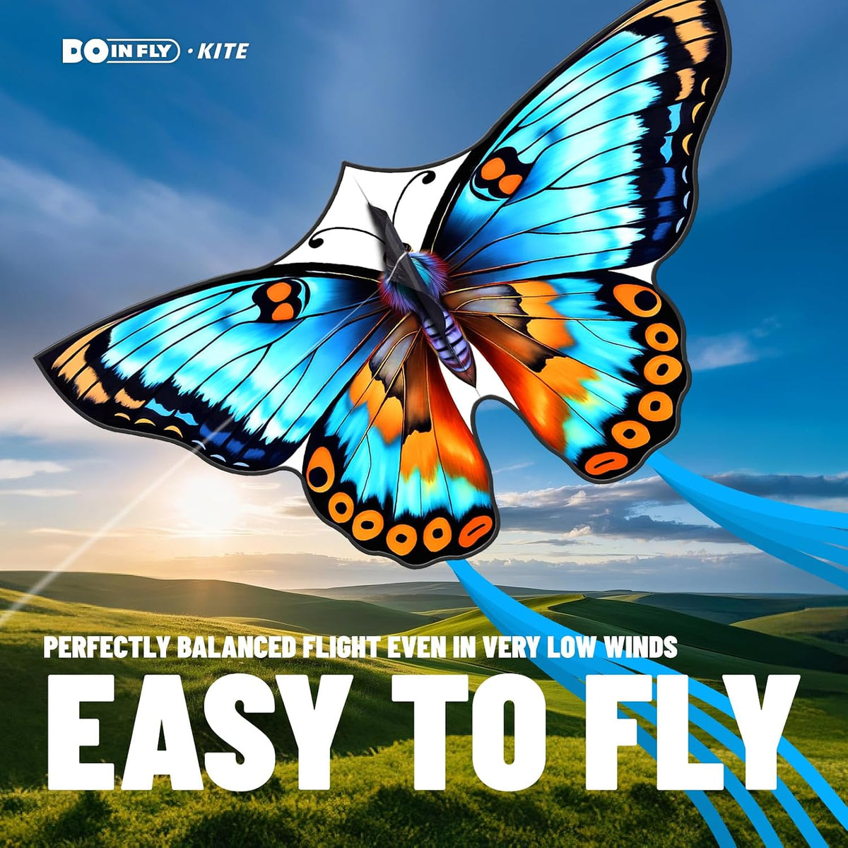 Butterflys for Kids, Beautiful Kite Easy to Fly for Beginners with 328 ft Line & Line Winder (Flower Butterfly Kite, 1)
