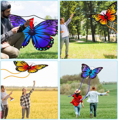 Silipull 2 Pcs Butterfly Kites 55" x 28" Large, Purple and Orange