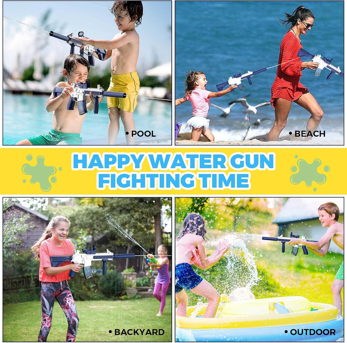 Electric Water Gun,Water Gun Toy,Squirt Gun Water Blaster up to 32 FT Long Range,Outdoor Pool Party Shooting Game Toy with 2 Batteries and 2 Water Tanks,Ideal Summer Watergun Gift for Kids & Adults.