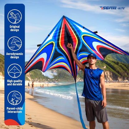 SGftre Delta Kite for Kids & Adults，Extremely Easy to Fly for Beginners，Kites for Beach Trip Park Family Outdoor Activities