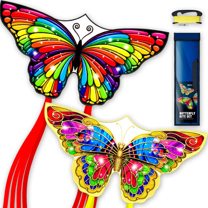 Butterflys for Kids, Beautiful Kite Easy to Fly for Beginners with 328 ft Line & Line Winder (Flower Butterfly Kite, 1)