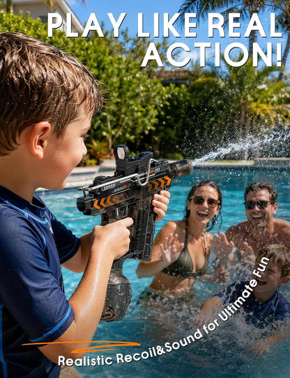 Electric Water Gun 2 Pack,Rechargeable,Automatic SMG Squirt Watergun,Outdoor Toy,Summer Battle Game Childs Gift,Long Range,Super Powerful LED Blaster Electric Water Guns for Adults Kids