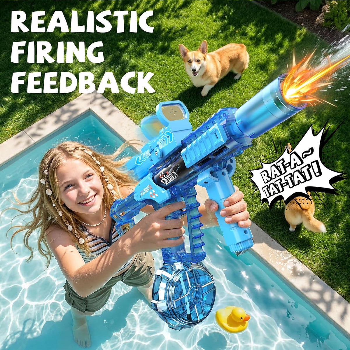 2 Pack Electric Water Guns for Adults, Automatic Water Gun(Black & Blue)