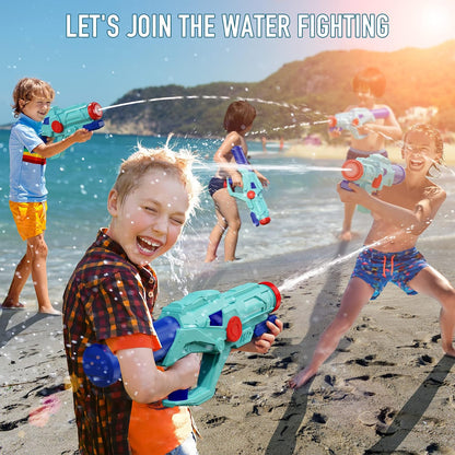 4-Pack Water Guns for Kids and Adults, Super Squirt Gun Water Soaker Blaster - Large Size - 32ft Shooting Range - High Capacity - Quick Refill - Fun Summer Outdoor Water Toys Gun for Boys Girls