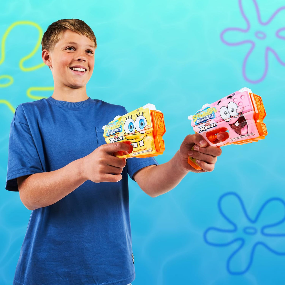 XSHOT Water Spongebob Jr Fast-Fill Water Blaster (2 Pack) by ZURU – Kid-Sized Water Blaster with Spongebob Design, Fast-Fill Tech, 30ft Range & 150ml (5 fl. oz.) Tank