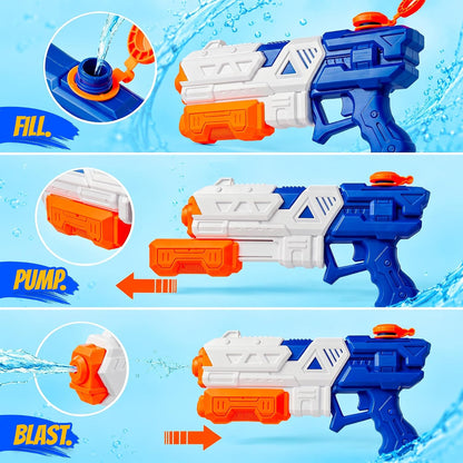 Super Large Water Gun Squirt Blasters for Kids & Adults, (2 Pack)