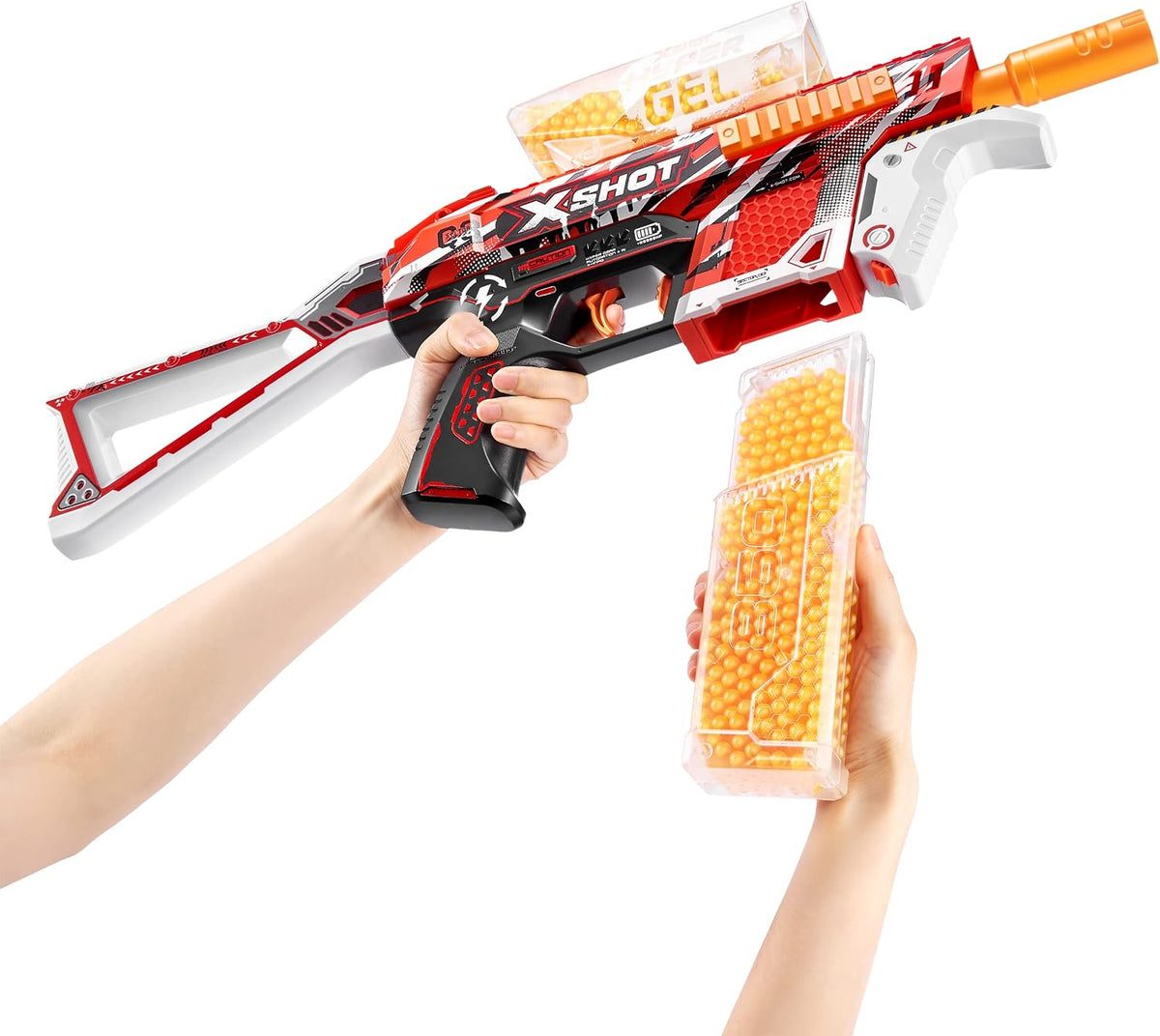 XSHOT Hyper Gel Trace Fire Blaster, Semi and Fully Automatic Gel Blaster & 10,000 Gellets, 600 Capacity Hopper & 850 Capacity Mag, Ages 14 & Up by ZURU