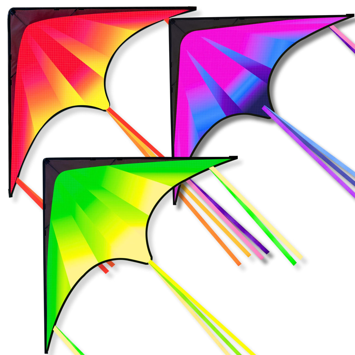 JOYIN 3 Packs Large Delta Kite Gradient Rainbow, Easy to Fly Huge for Kids and Adults, Large Delta Beach Kite for Outdoor Games and Activities