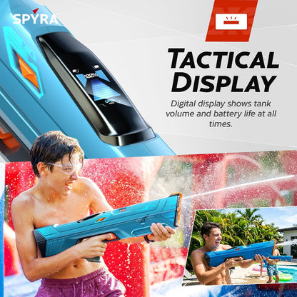 SPYRA Electric Water Blaster, Outdoor Squirt Gun for Pool Games, Blue