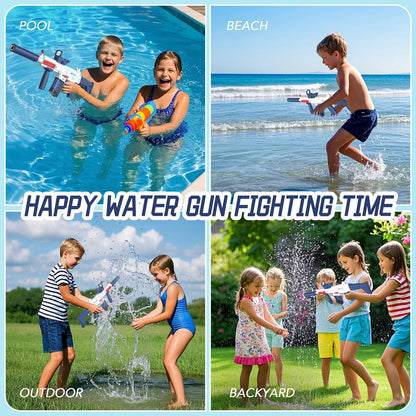 Electric Water Gun With Light Up,Auto Water Gun,Squirt Gun Blaster Up to 32 FT Long Range,Outdoor Party Shooting Game Toy With 2 Batteries & 2 Water Tanks,Ideal Summer Watergun Gift for Kids & Adults.