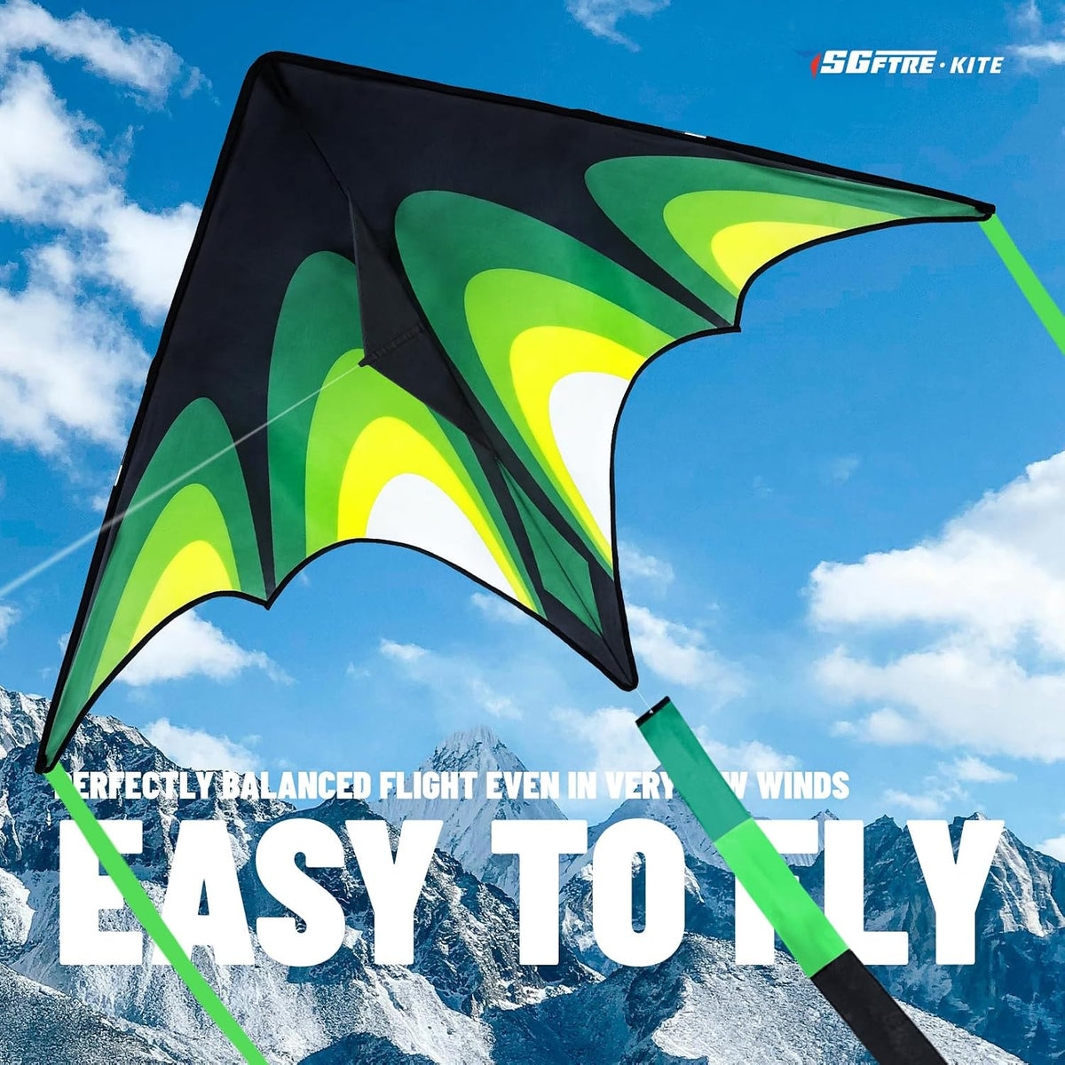 Kite, Large Delta Kites for Kids and Adults, Easy to Fly Rainbow Kites, Durable Multifunctional Beach Kite, Tangle-Free Flight Line, Durable