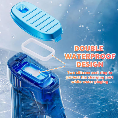 2 Pack Electric Water Gun for Adults Kids USB-C Charging Port, Automatic High Powered Squirt Gun,Powerful Shooting Long Range Auto Water Blaster, Outdoor Water Toy Pool Game (Blue+Red)