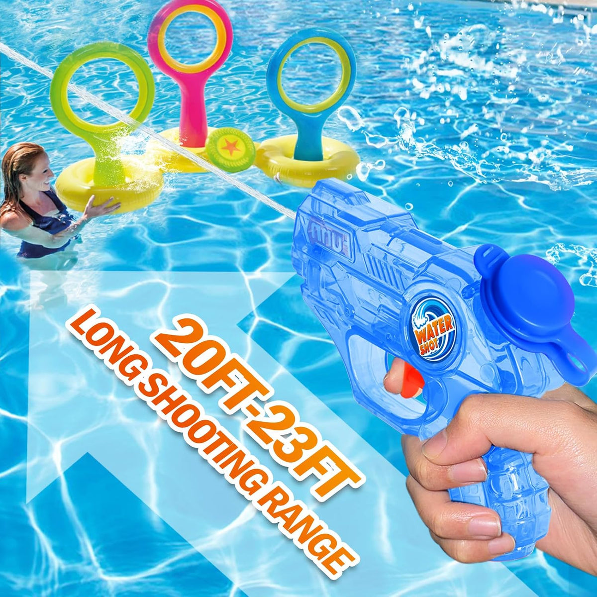 Mini Water Gun for Kids Toddler- 4 Pack Small Water Guns 5-7M Long Range Super Water Soaker Squirts Blasters Gun, Outdoor Toy Water Summer Beach Pool Party Favors Bath Water Guns Toy for Girl Boy Kids