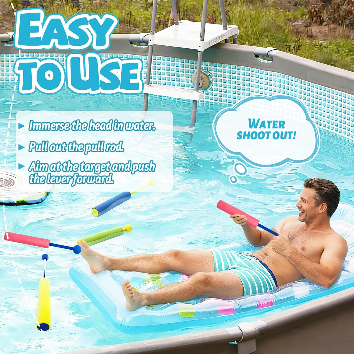 18 Pack Water Guns for Adults, Foam Water Soaker Blaster Set, Colorful Squirt Guns for Pool Battles, Beach Fun & Summer Activities