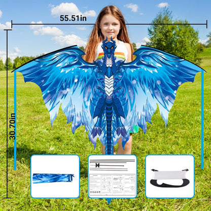 Large Dragon Kite for Kids & Adults, Easy to Fly Outdoor Beach Park Kite