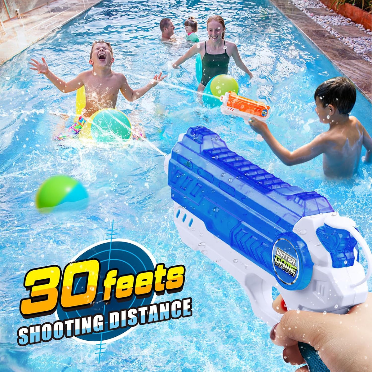 Quanquer 2 Pack Water Guns for Kids - 300cc Squirt Water Pistol Blaster Gun with Trigger for Boys Girls Toddlers, Summer Party Favors for Outdoor Swimming Pool Beach Water Fighting