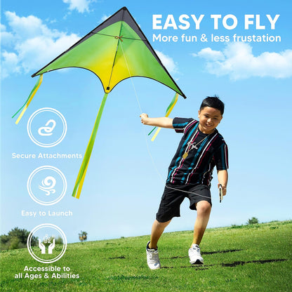 JOYIN 3 Packs Large Delta Kite Gradient Rainbow, Easy to Fly Huge for Kids and Adults, Large Delta Beach Kite for Outdoor Games and Activities