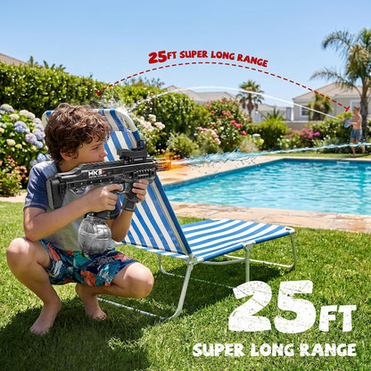 2 Pack Electric Water Guns for Adults, Squirt Guns for Kids with Light Up and Large Capacity, Powerful Water Gun Up to 28-32FT Range for Summer Swimming Pool Party Beach Outdoor Activity