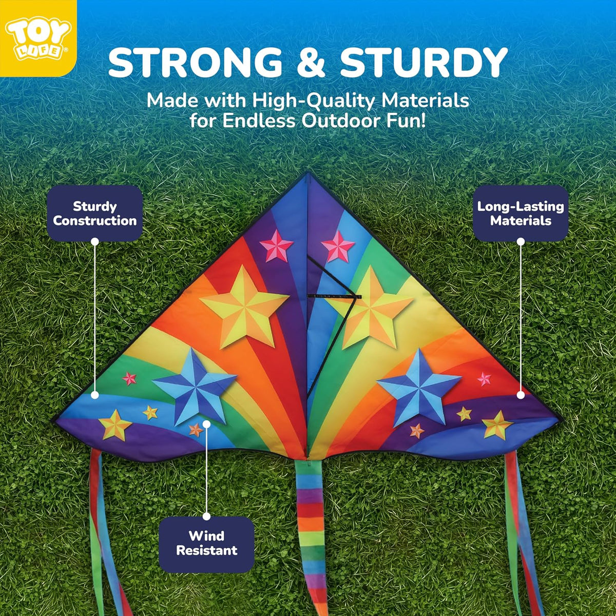 TOY Life Unicorn Kite for Kids – Large Easy to Fly Beach Kite with 50M String & Handle – Durable Nylon Outdoor Toy for Boys & Girls Ages 4-12 – Gift for Beach & Park Fun