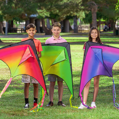 JOYIN 3 Packs Large Delta Kite Gradient Rainbow, Easy to Fly Huge for Kids and Adults, Large Delta Beach Kite for Outdoor Games and Activities