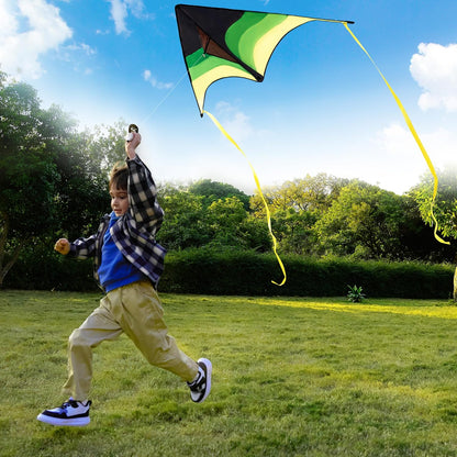 SYNCFUN Large Delta Kite Gradient Green– Easy to Fly for Kids and Adults, Beach Kite with 328 ft String for Outdoor Games and Activities