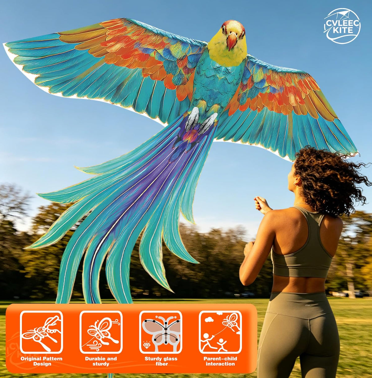 60" Large Bird Kite for Kids & Adults — Realistic Bird Design, Easy to Fly Beginner Kite with Handle & Line, Perfect for Beach Park Backyard Outdoor Fun