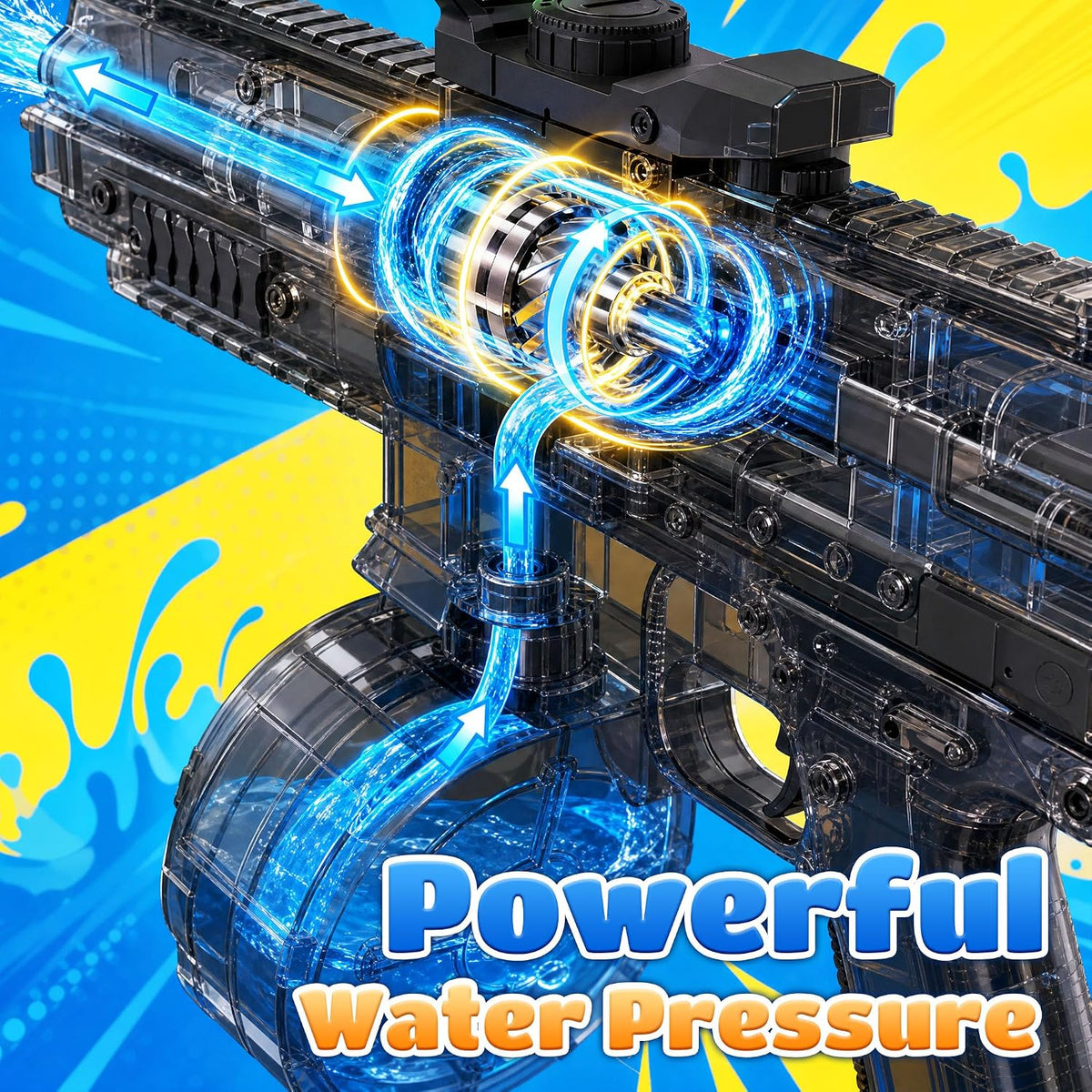 Electric Water Gun for Adults Kids, Automatic Self-Suction Water Gun with 34FT Long Range, 540ML Water Blaster for Pool Beach Summer Outdoor Gifts（Large Black）