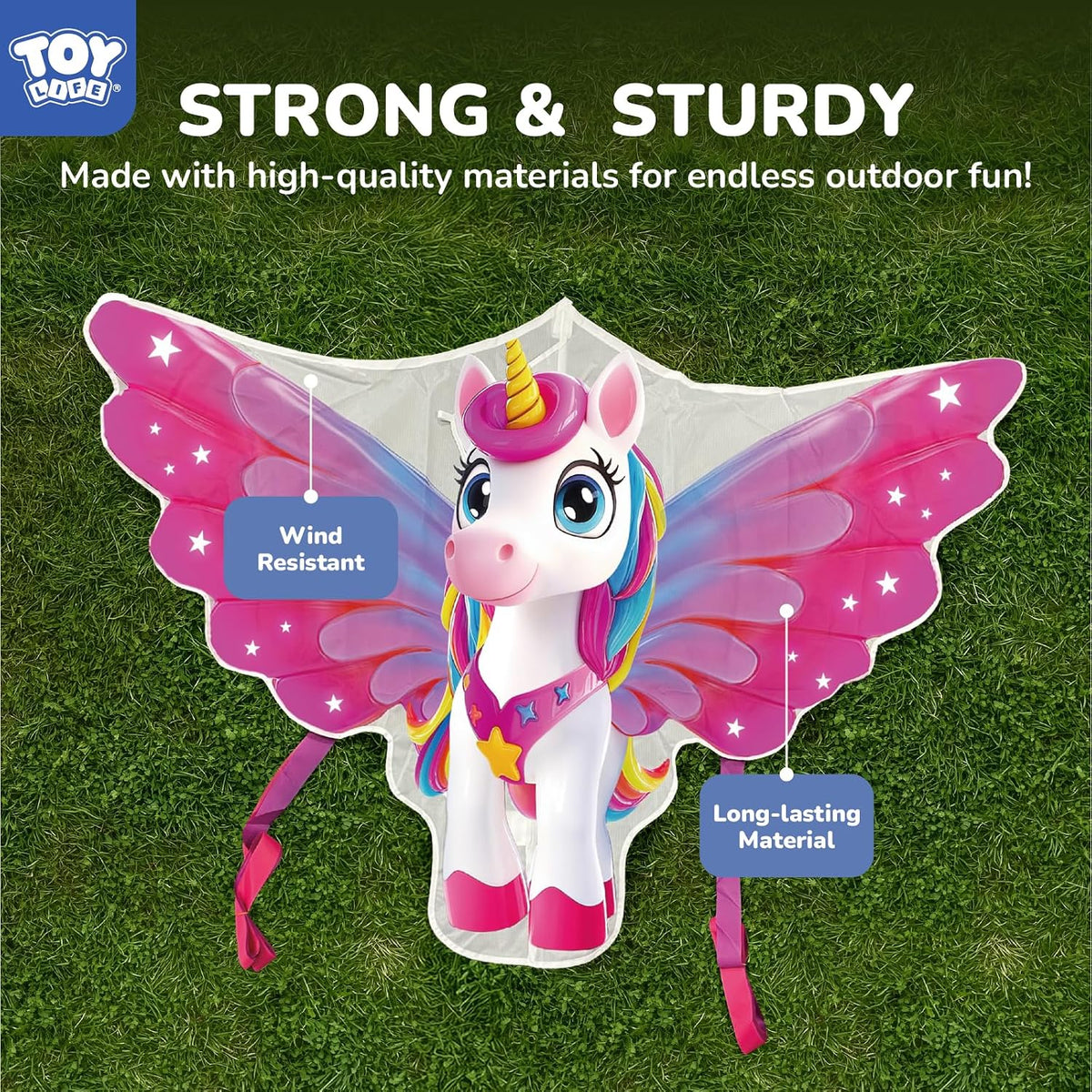 TOY Life 48.4'' Giant Girls Kites Easy to Fly for Kids Adults with 328.1 FT String, Beach Kite Outdoor Game Outside Toys Activity, Toys for Girls, Gift for Girls Ages 4-8
