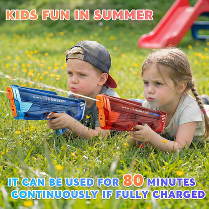 2 Pack Electric Water Gun for Adults Kids USB-C Charging Port, Automatic High Powered Squirt Gun,Powerful Shooting Long Range Auto Water Blaster, Outdoor Water Toy Pool Game (Blue+Red)