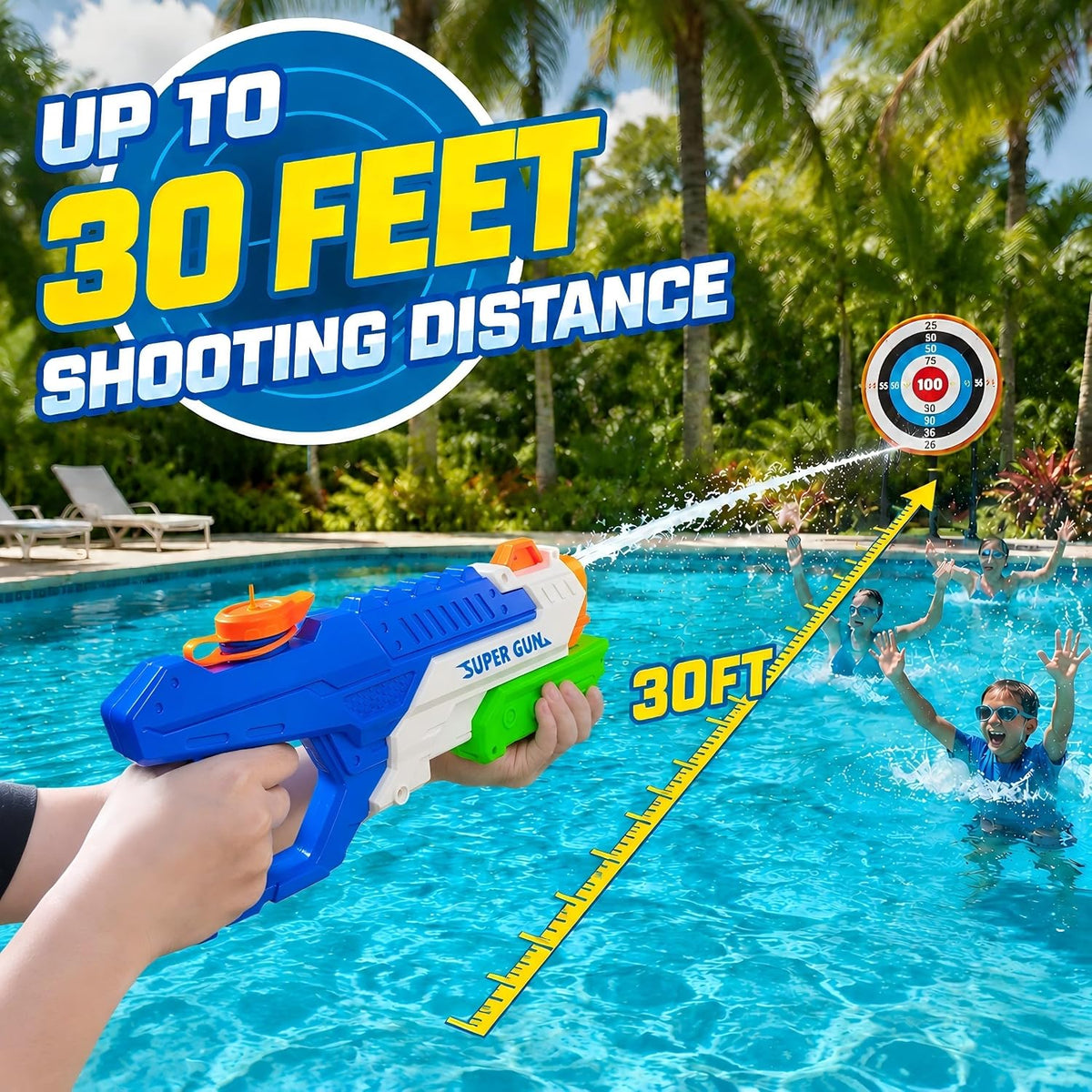 3 Pack Water Guns for Kids Adults, 600cc High Capacity Super Squirt Soaker
