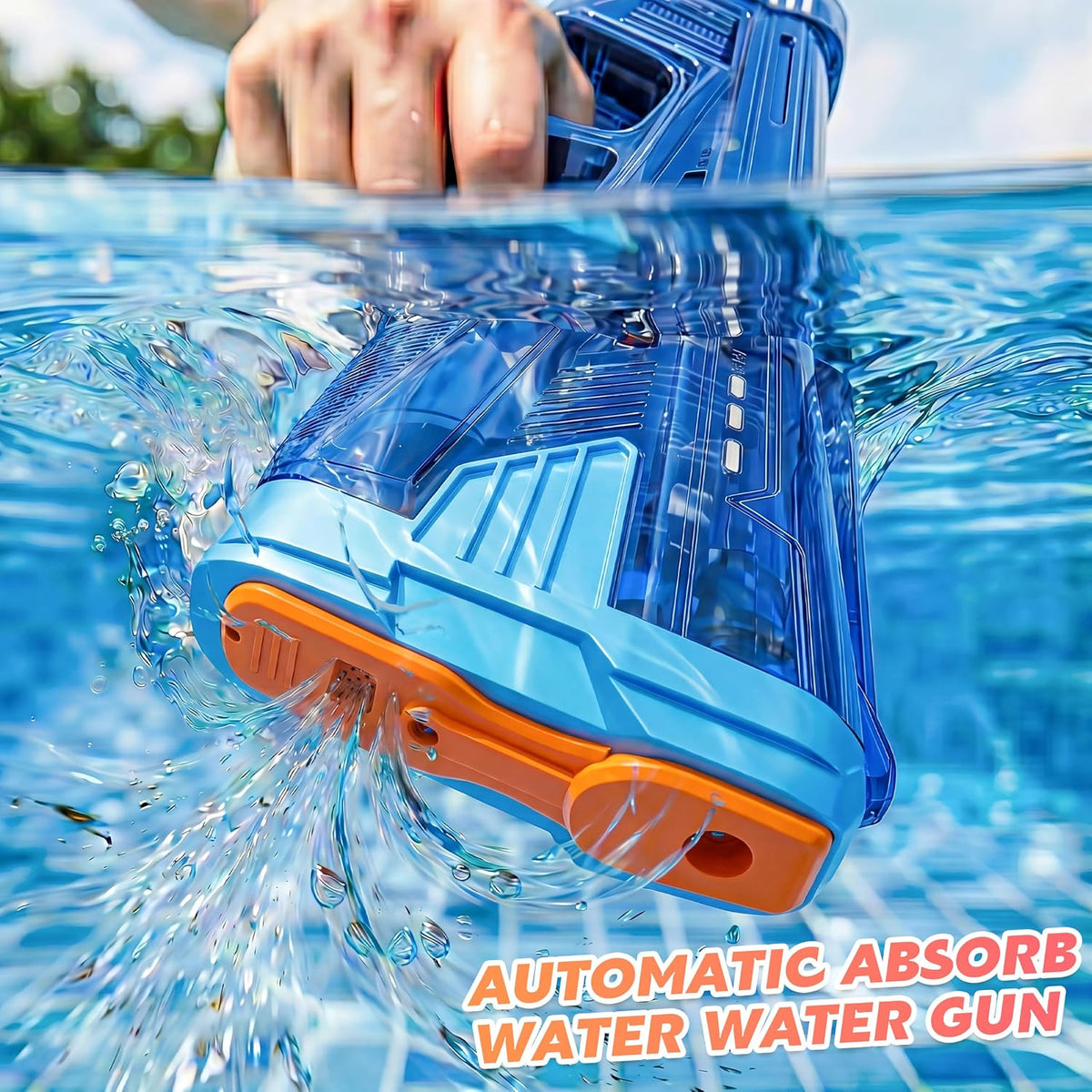 2 Pack Electric Water Gun for Adults Kids USB-C Charging Port, Automatic High Powered Squirt Gun,Powerful Shooting Long Range Auto Water Blaster, Outdoor Water Toy Pool Game (Blue+Red)
