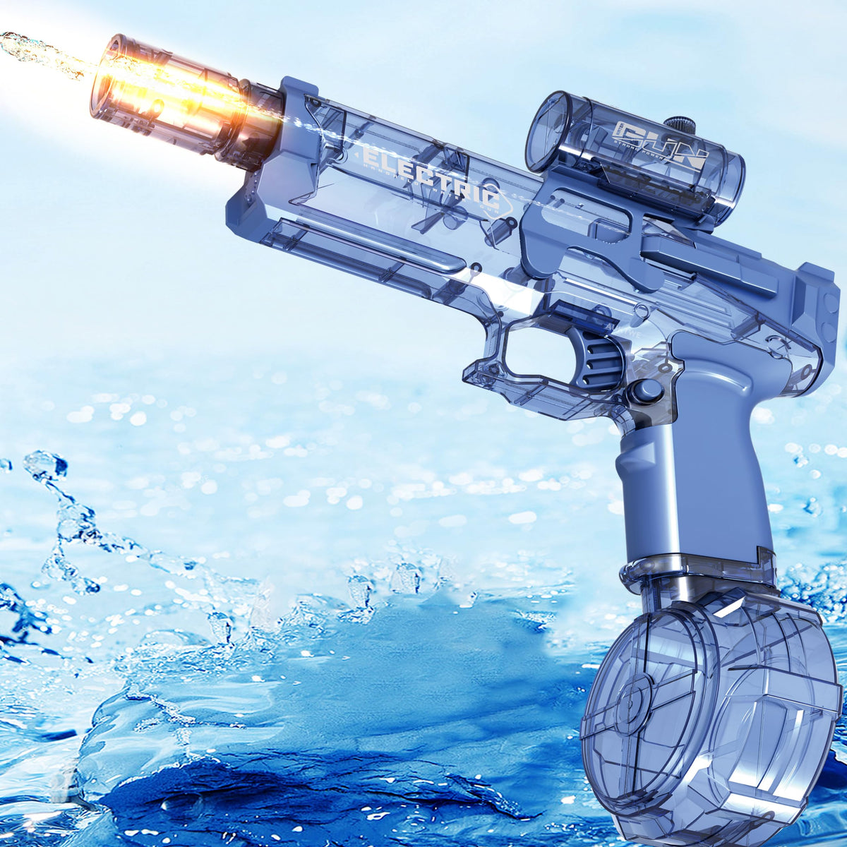 2 Pack Electric Water Guns with Light Up,Full Automatic Electric Squirt Gun 28-32 FT Range Water Pistol Blaster Soaker,Summer Outdoor Pool,Water Toy for Adult&Kid