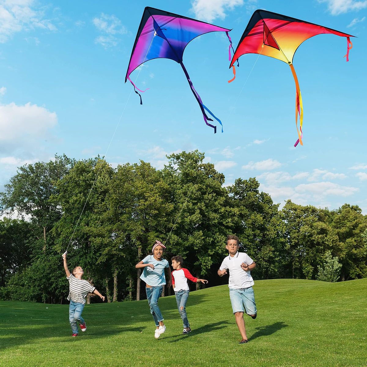 JOYIN 3 Packs Large Delta Kite Gradient Rainbow, Easy to Fly Huge for Kids and Adults, Large Delta Beach Kite for Outdoor Games and Activities