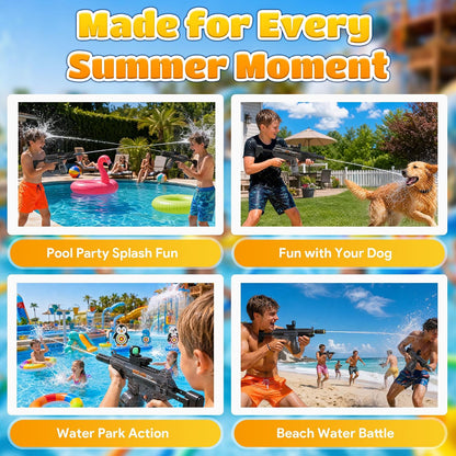 Electric Water Gun for Adults Kids, Automatic Self-Suction Water Gun with 34FT Long Range, 540ML Water Blaster for Pool Beach Summer Outdoor Gifts（Large Black）
