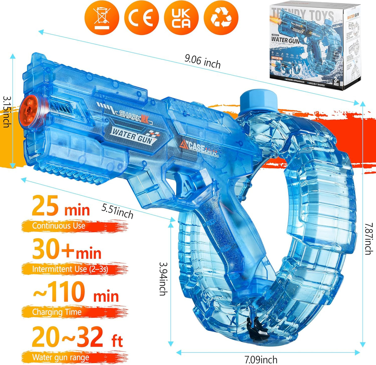 Electric Water Gun, Trigger-Activated Transforming Body