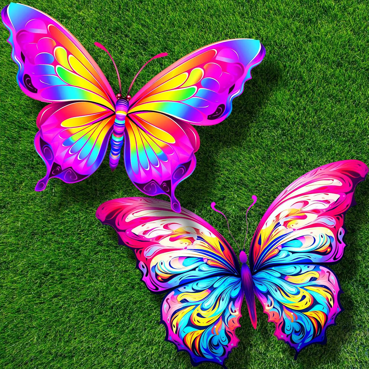HENGDA KITE 2 Pack Butterfly Kite,for Kids and Adults,Easy to Fly,Excellent Fabric and Structure Design,The Pictures are Beautiful in high Definition,Suitable for Beginners(31x22)